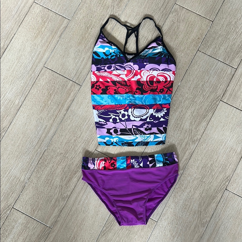 Girls Tankini Two Piece Kids Swim Bikini Set
